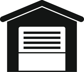 Sticker - Simple black icon of a garage is standing in front of a white background