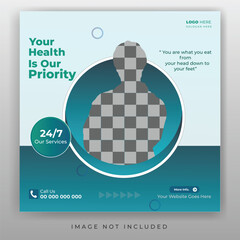 Wall Mural - Healthcare banner or square, Medical healthcare template for social media post
