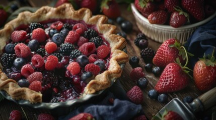 Canvas Print - The sweet smell of freshly baked pies fills the air as dessert is served featuring handpicked berries from the fields surrounding the farm.