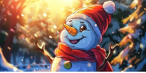 Winter snowman animation style