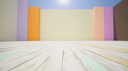 Poster - Colorful pastel room with white floor