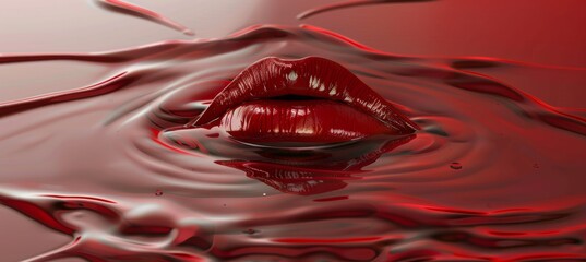 Abstract background sensual female lesbian lips women erotic image with red cherry’s. True passion. Adult website concept. Blood red gloss backdrop