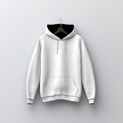 Blank white hoodie mockup, front view, 3d rendering
