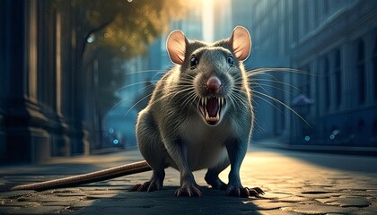 Poster - Big scary rat on the street 