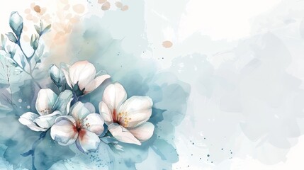 Wall Mural - Elegant flower with watercolor style for background and invitation wedding card. AI generated