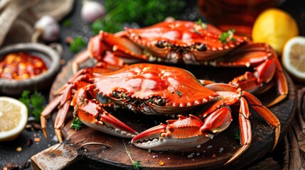 Delicious seafood crabs menu restaurant