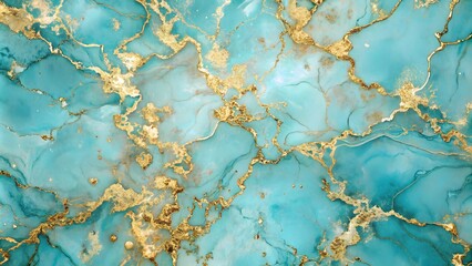 Abstract blue marble background with golden