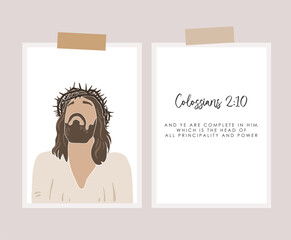 Wall Mural - Easter Scripture posters, Jesus silhouettes, Christian vector illustration