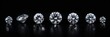 © Bilas AI - Set of round diamonds positioned against a black backdrop, each displaying distinct sizes and shapes.