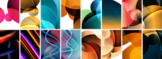Wall Mural - Collection of abstract background with waves, colorful shapes and 3d shadow effect. Vector Illustration For Wallpaper, Banner, Background, Card, Book Illustration, landing page