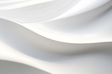 A seamless abstract white texture background featuring elegant swirling curves in a wave pattern, set against a bright white fabric material background.
