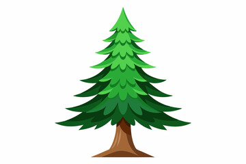 Sticker - Pine Tree Vector Illustration color vector