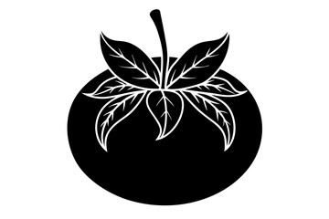 Wall Mural - Tomato icon Tomato with a stem silhouette