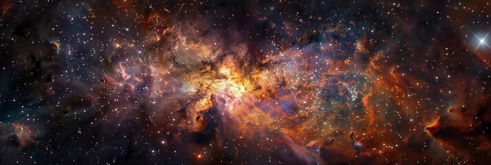 featuring a dazzling display of star clusters and radiant nebulae spread across the cosmos