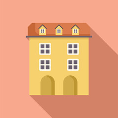 Sticker - Illustration featuring a yellow facade building with mansard roof and arches