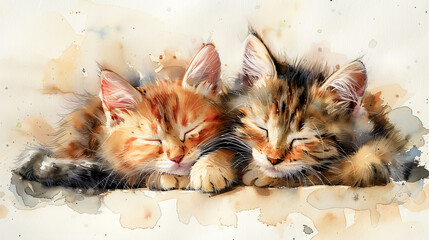 Poster - Dreamy cats: pets in delicate watercolor tones