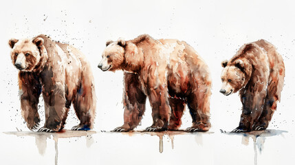 Wall Mural - Cuddly bears: animals in watercolors