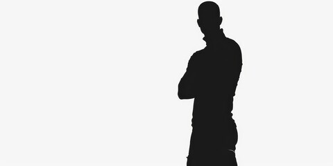 Wall Mural - unrecognizable single sportsman silhouette on isolated white background .