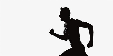 Sticker - unrecognizable single sportsman silhouette on isolated white background .