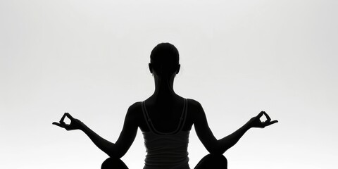 Sticker - unrecognizable woman silhouette doing yoga on isolated white background . --