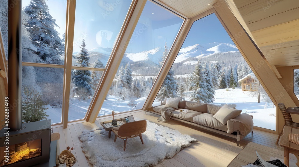 cozy winter cabin retreat with triple-glazed energy-efficient windows ...
