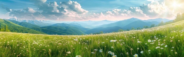Wall Mural - Mountain meadow with a view