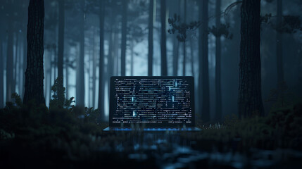 laptop screen display with coding