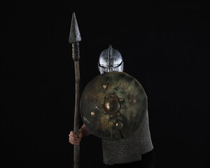 Wall Mural - male knight in chain mail with a spear