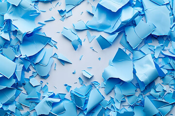 Poster - Blue paper pieces on a white background