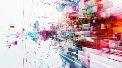 Wall Mural - abstract technology background depicting modern data flowing