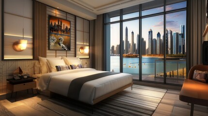Wall Mural - boutique hotel with energy-efficient windows in each room, tailored to provide the best views of the