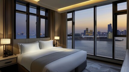 Wall Mural - boutique hotel with energy-efficient windows in each room, tailored to provide the best views of the