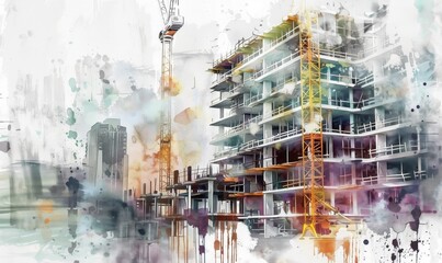 Wall Mural - Sketch of construction building development, room for text 