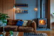 © Chacmool - a living room with a fireplace and a sofa