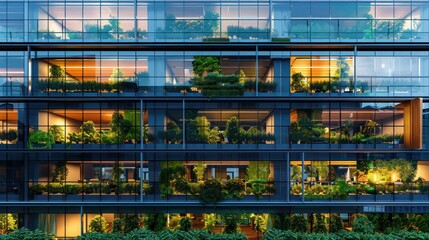 Wall Mural - sustainable office building featuring a facade of dynamic energy-efficient windows that adjust trans