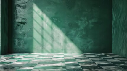 Wall Mural - Green Room with Checkered Floor