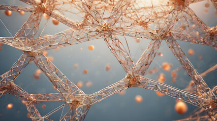  Wireframe connectivity mesh geometric network tech background concept.. AI generated image, ai