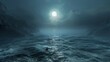 © Gia - A mystic ocean landscape bathed in moonlight, with gently rolling waves beneath a cloudy sky, creates a serene and contemplative ambiance, embodying mystery and tranquility.
