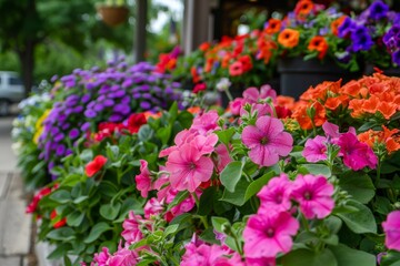 Background of a pink and red flower garden.