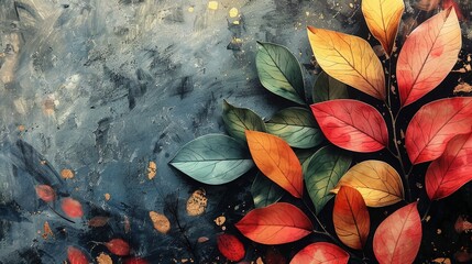 Wall Mural - Autumn Leaves on Textured Background