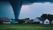 © realone952 - Several small houses against the backdrop of a tornado with clouds