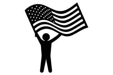 hand hold USA flag vector illustration