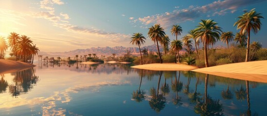Wall Mural - Tranquil Oasis Sunset
