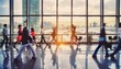 © tino - Crowd of blurred busy airport business office workers employment city people market walking , generated by AI. High quality photo
