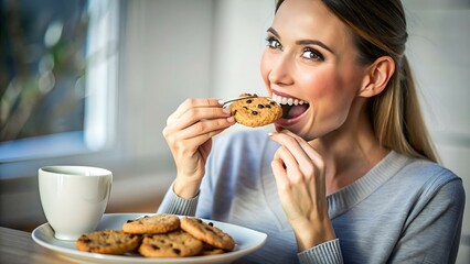 Eating cookies woman