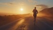 © Daniel - Athlete running on road at sunrise.