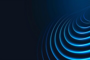 Poster - Abstract representation of sound waves in blue, showcasing futuristic technology and dynamic audio frequencies with a modern digital design