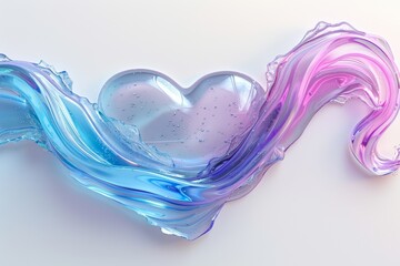 Sticker - A fluid transparent heart design with swirling pastel colors creating a dreamy and ethereal effect in a beautifully artistic illustration