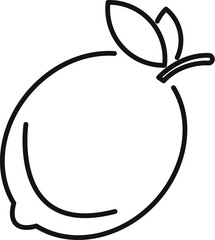 Sticker - Simple line art depicting a lemon with leaves, ideal for minimalist designs