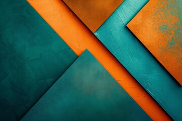 Poster - This image showcases a minimalist abstract art piece with large teal and orange squares arranged in a layered composition, creating a balanced and visually pleasing design.